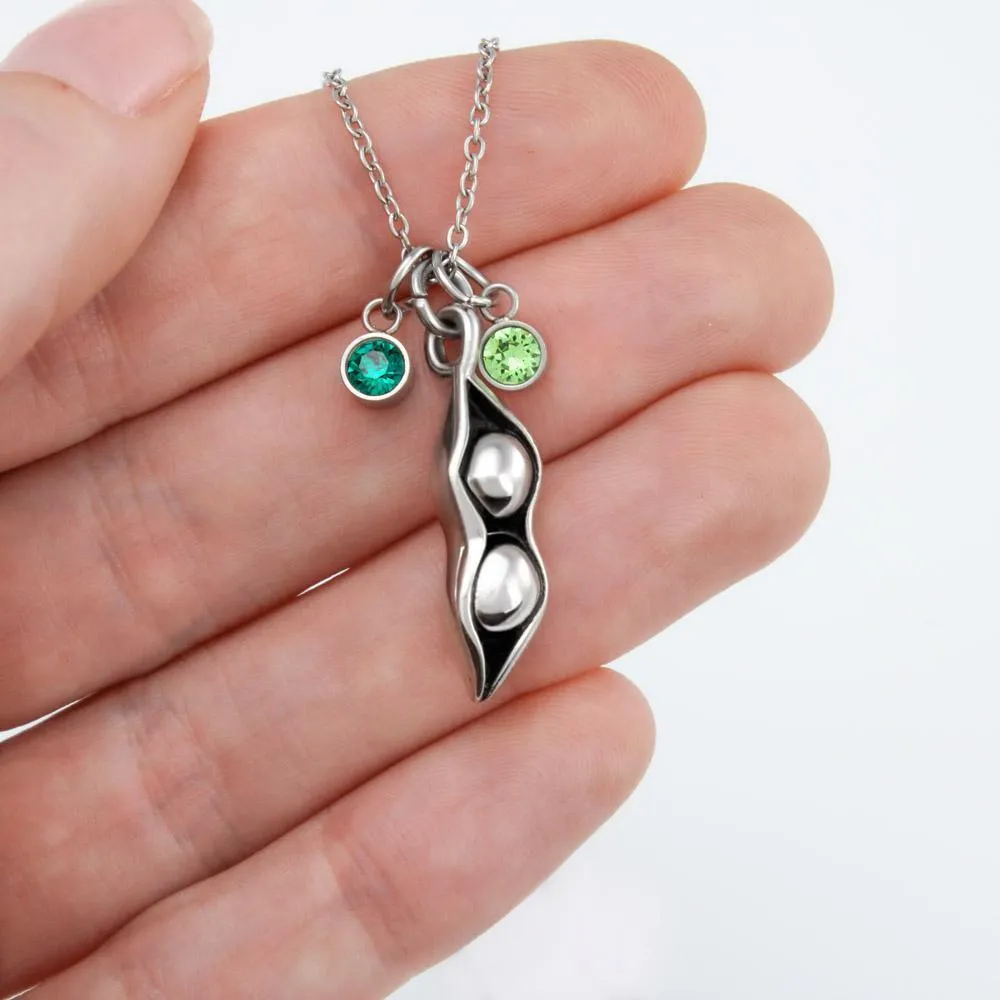 Two/Three Peas In A Pod Necklace | Birthstone Jewelry | Bff