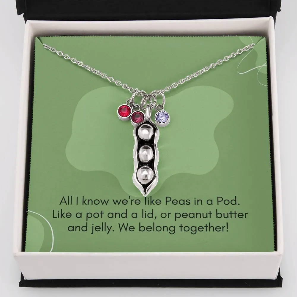 Two/Three Peas In A Pod Necklace | Birthstone Jewelry | Bff