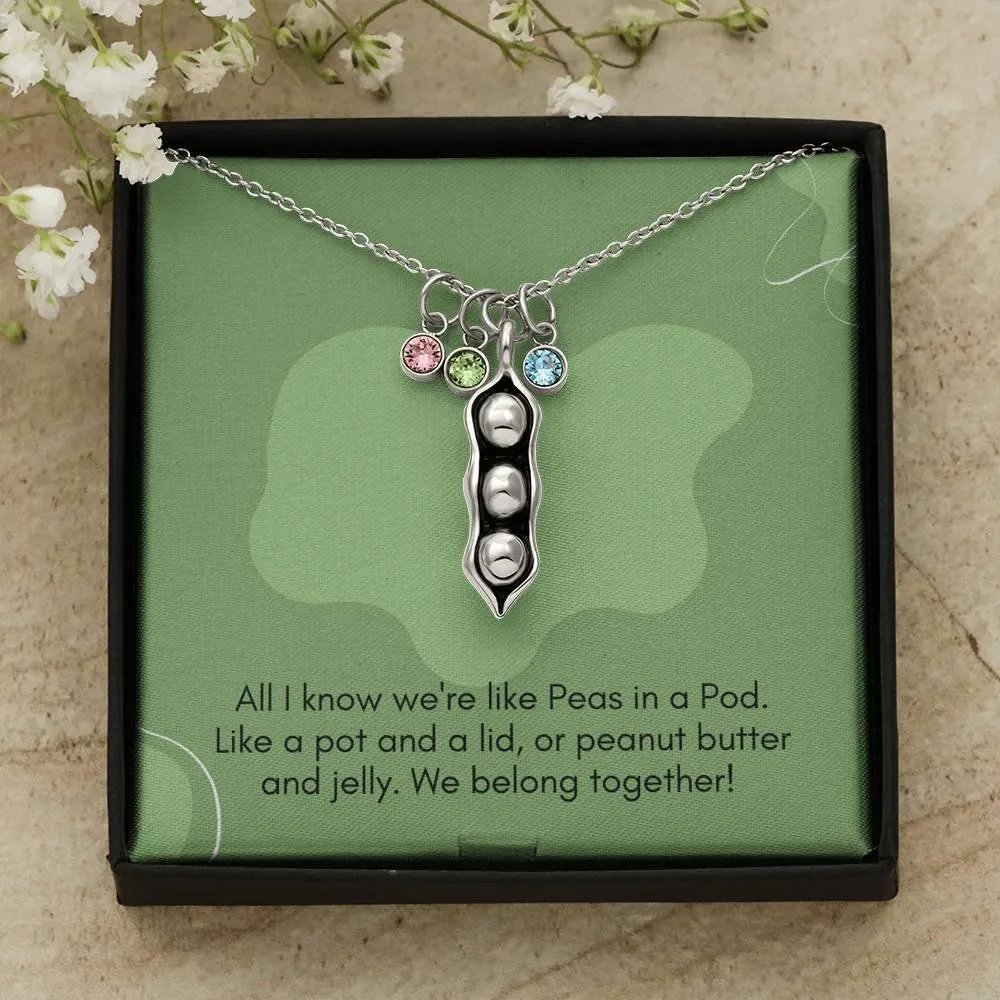 Two/Three Peas In A Pod Necklace | Birthstone Jewelry | Bff