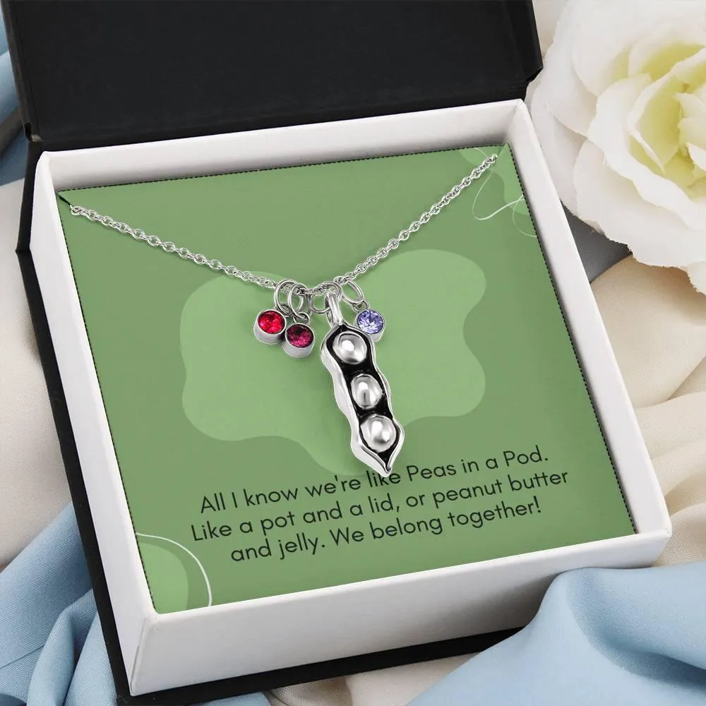 Two/Three Peas In A Pod Necklace | Birthstone Jewelry | Bff