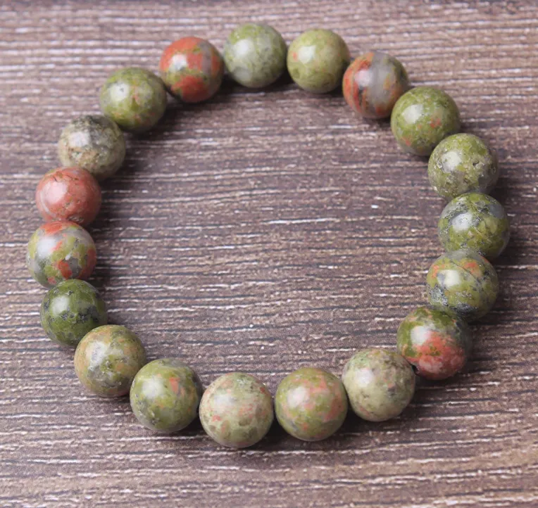 Unakite Beads stone, stretch elastic bracelet, jewelry