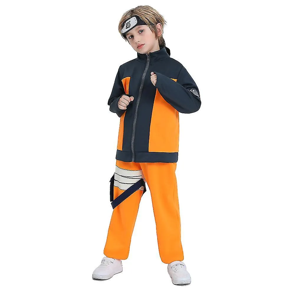 Uzumaki Naruto Costumes for Kids - Children's Halloween Naruto Clothing Set with Jacket, Pants, and Headband