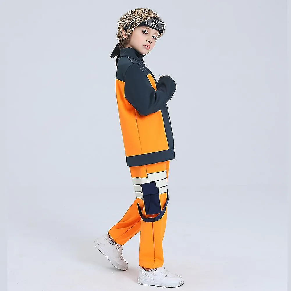 Uzumaki Naruto Costumes for Kids - Children's Halloween Naruto Clothing Set with Jacket, Pants, and Headband