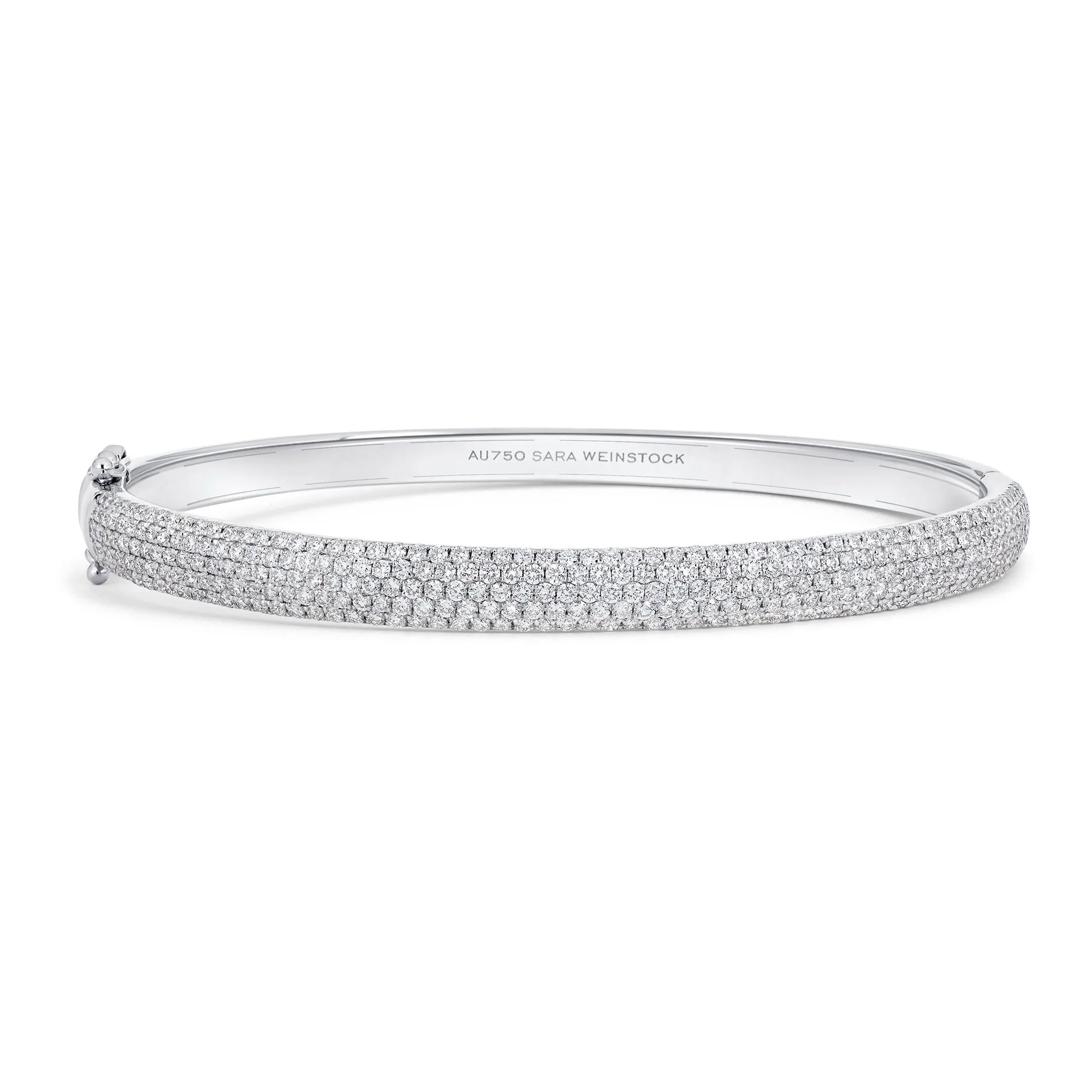 Veena Diamond Cuff Bangle with 5 Rows of Diamonds