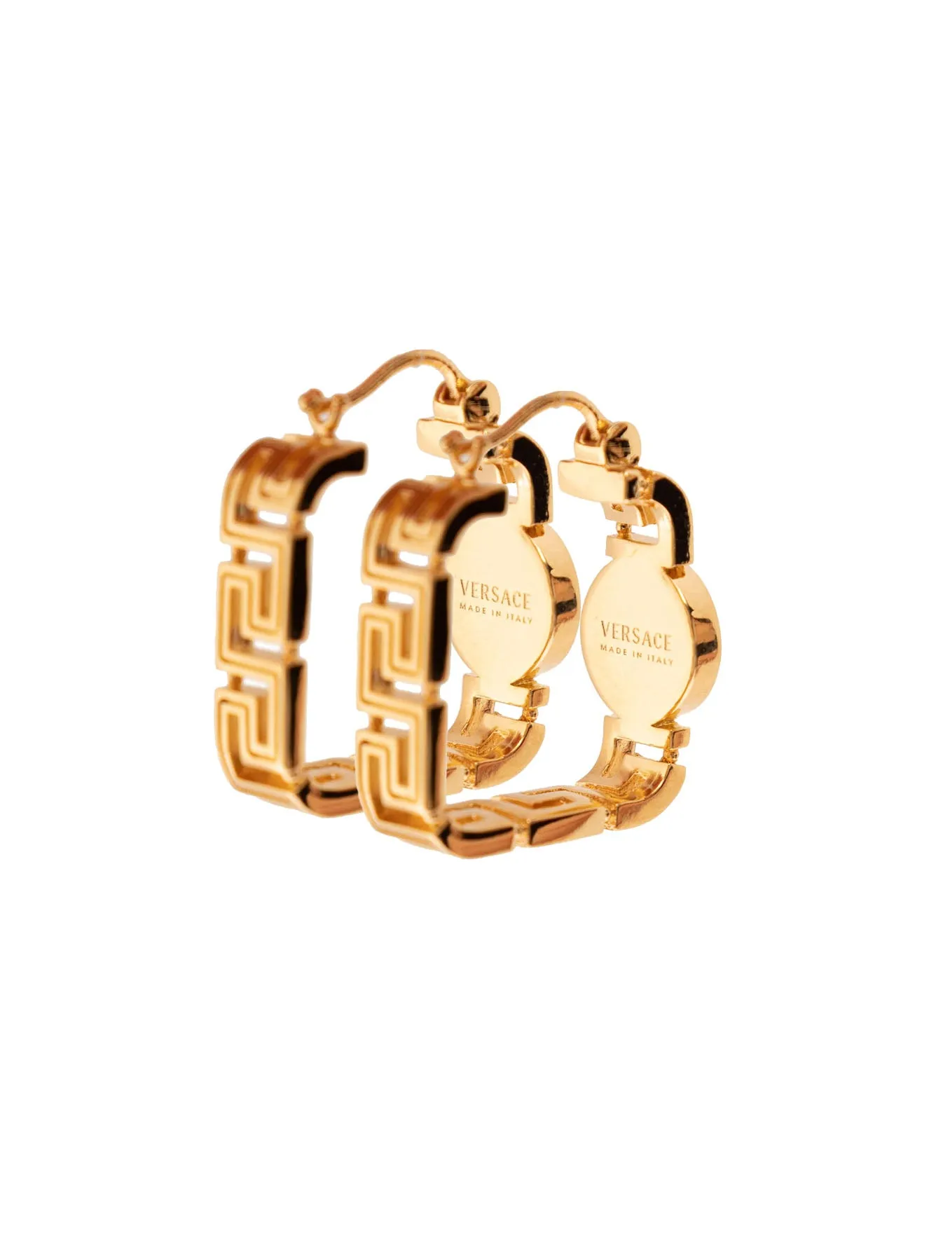 Versace Medusa Logo Detailed Square Hoop Earrings