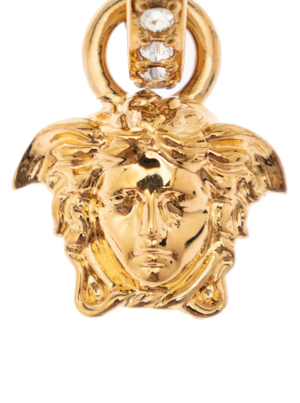 Versace Medusa Pendant Embellished Hoop Earrings