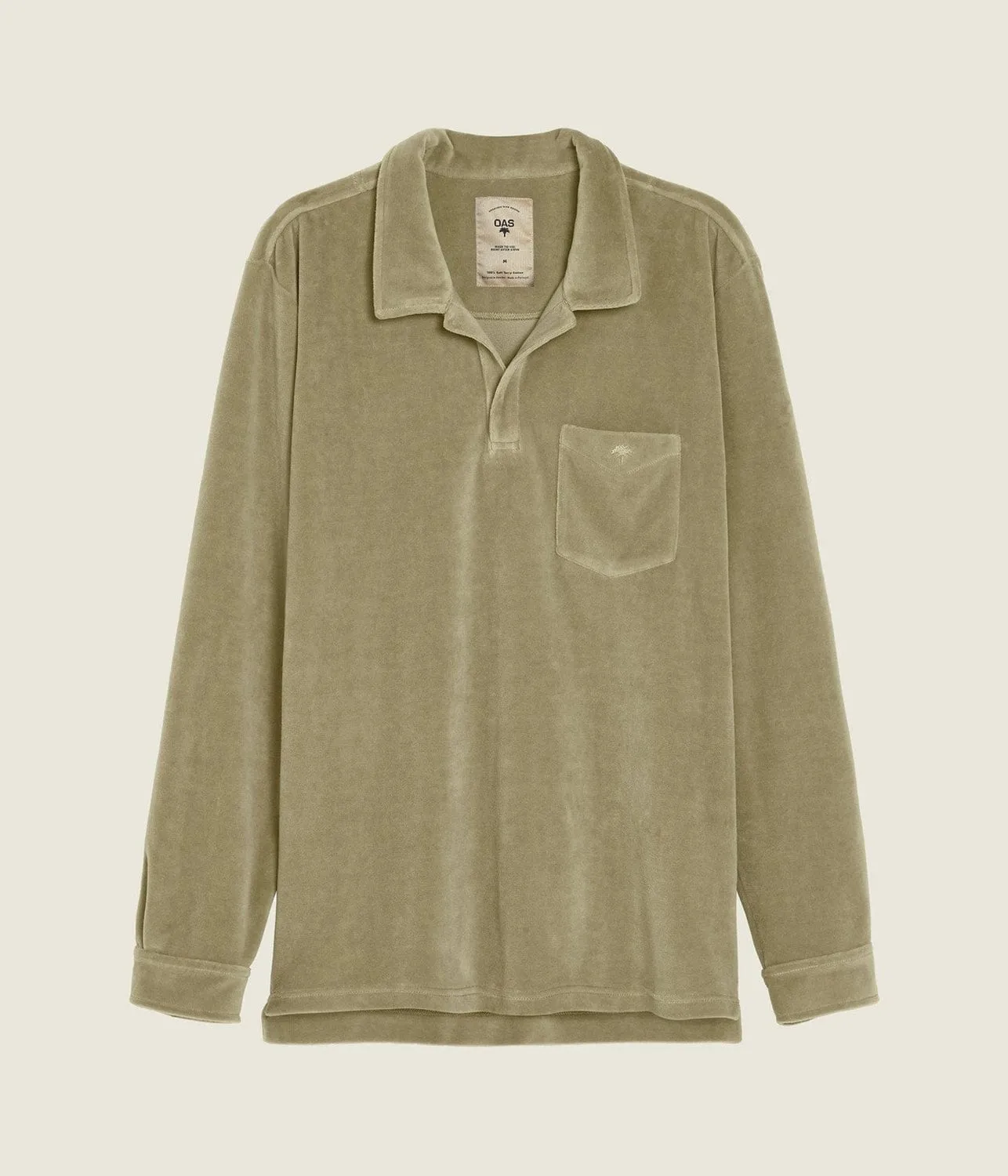 Washed Grey Velour Long Sleeve Shirt