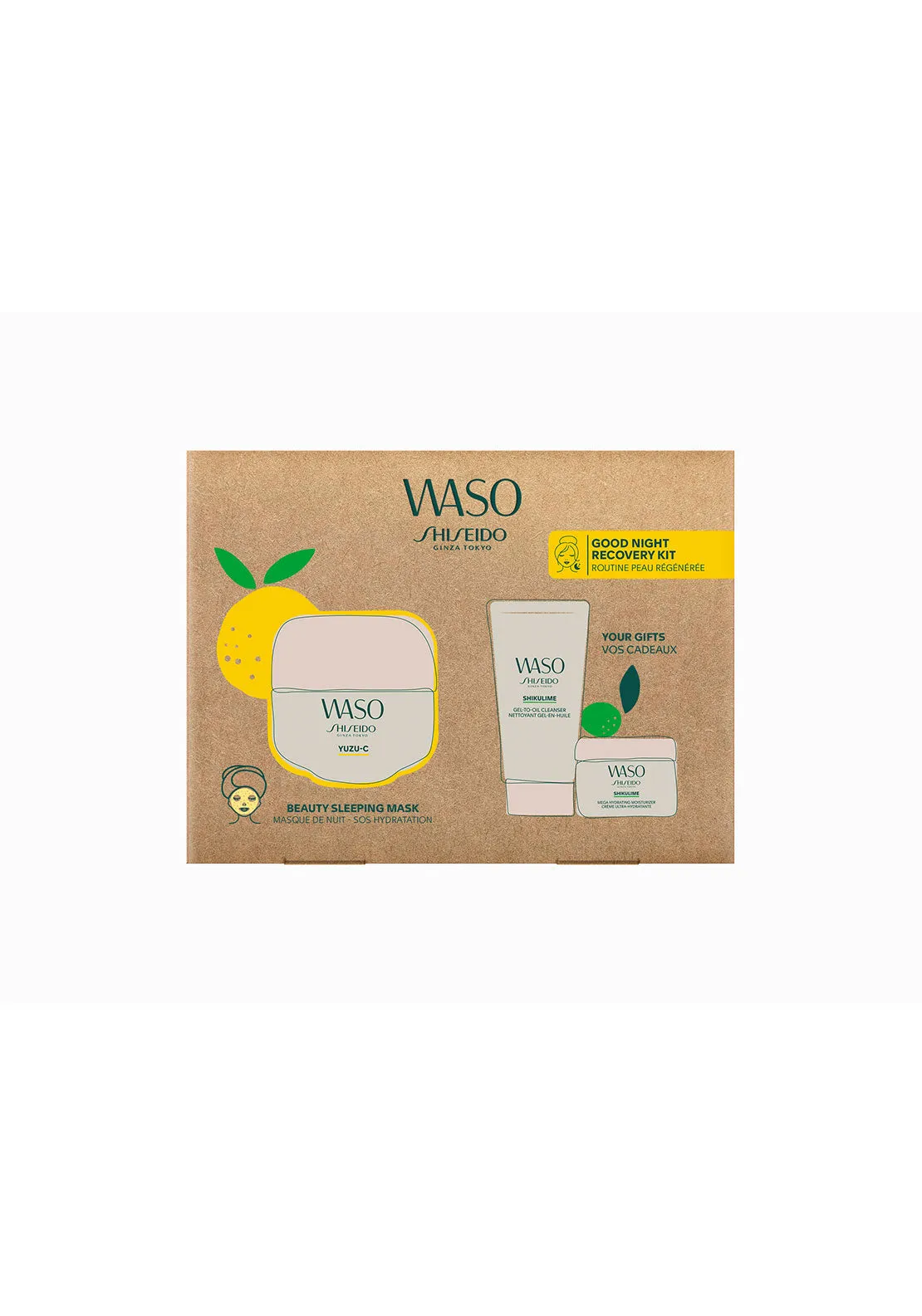 Waso Good Night Recovery Kit for better sleep and skin rejuvenation.