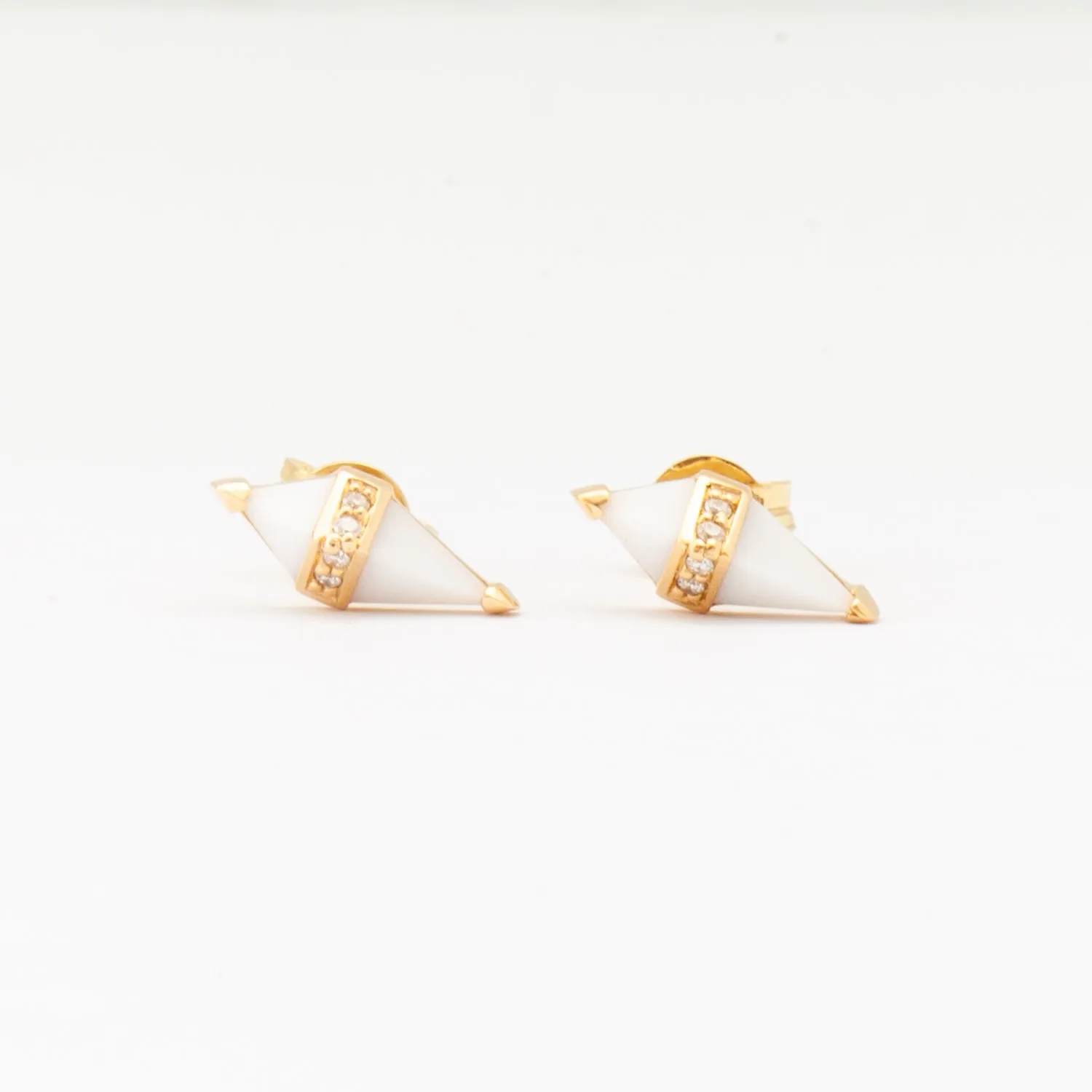 White Onyx and Diamond Pietra Studs