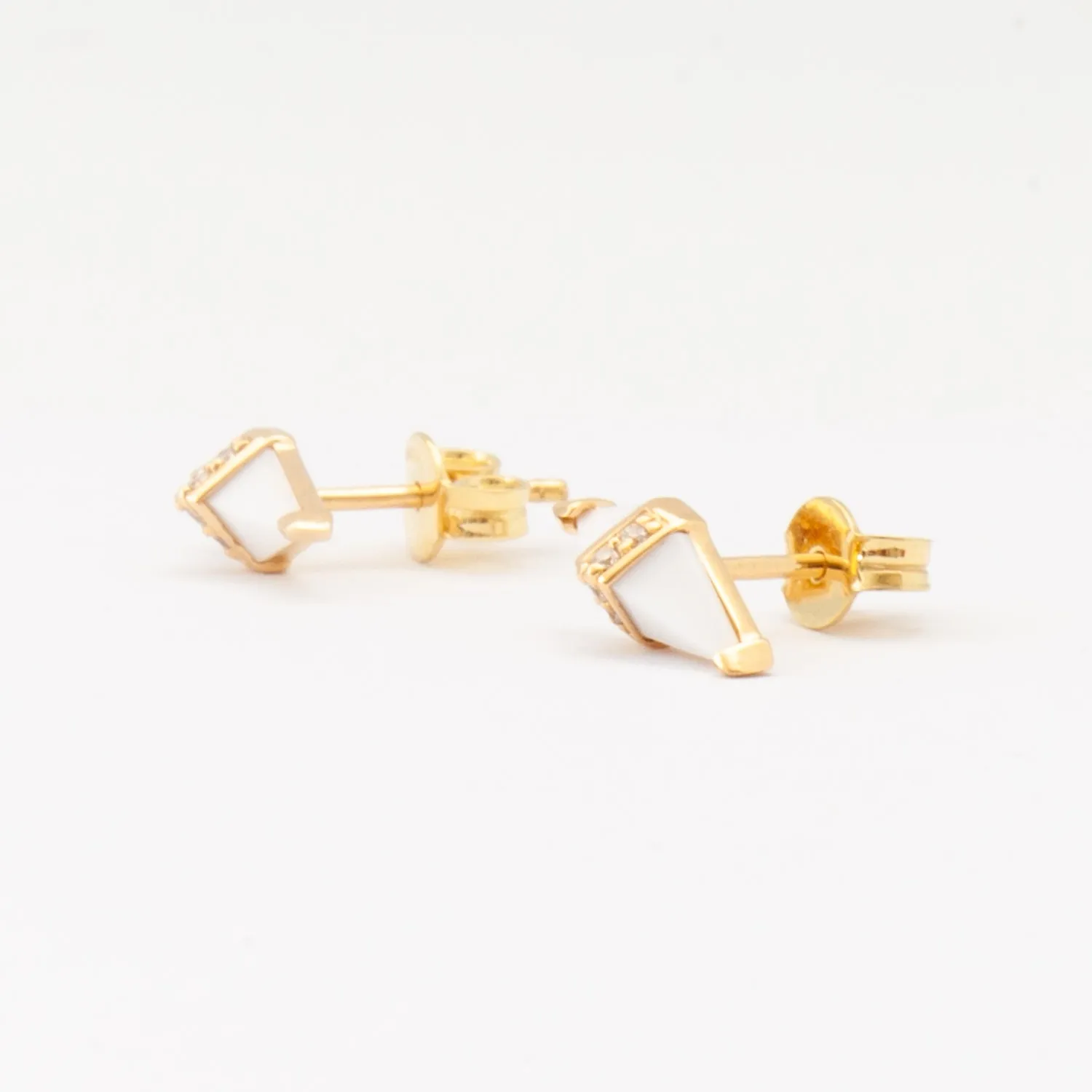 White Onyx and Diamond Pietra Studs