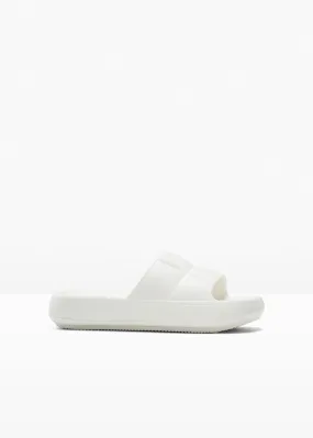 White platform mules.