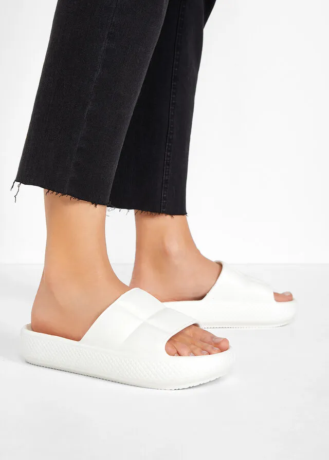 White platform mules.