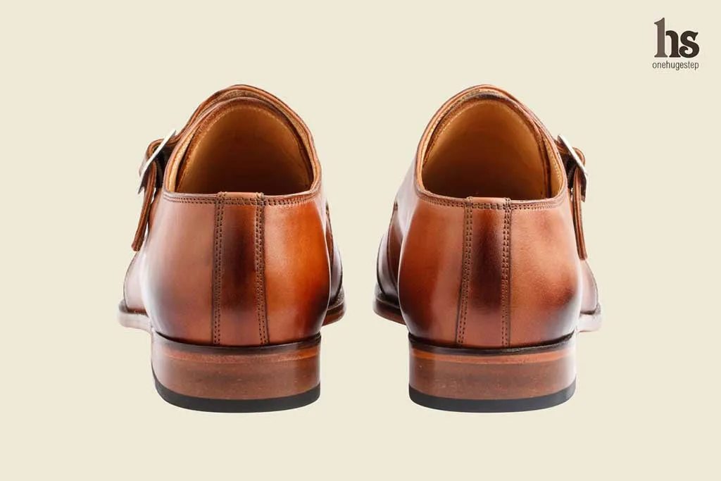 Wing Cap Monk Strap Brogue - Tan