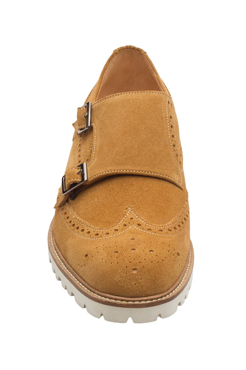 Wingcap Double Monk – Camel Suede