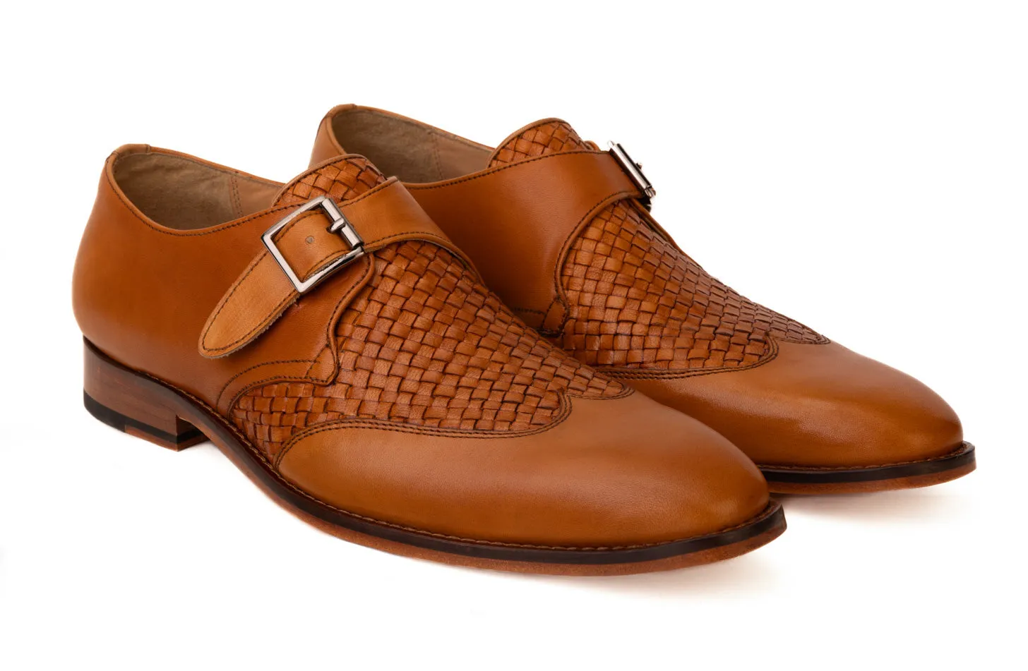 Wingcap Monk Strap Shoe with Woven Midvamp | Direct Result: Wingcap Monk Strap Shoe with Woven Midvamp.