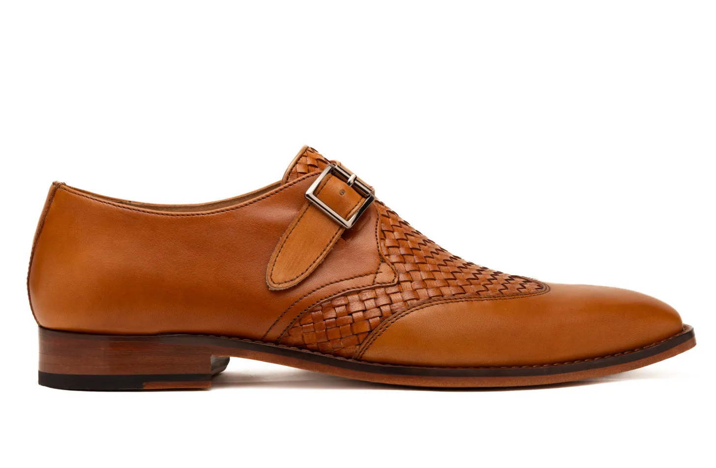 Wingcap Monk Strap Shoe with Woven Midvamp | Direct Result: Wingcap Monk Strap Shoe with Woven Midvamp.