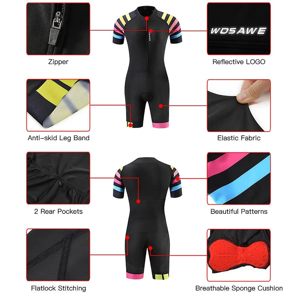 Women Tri Suit Short Sleeve Cycling Set MTB Bike Clothing Jumpsuit