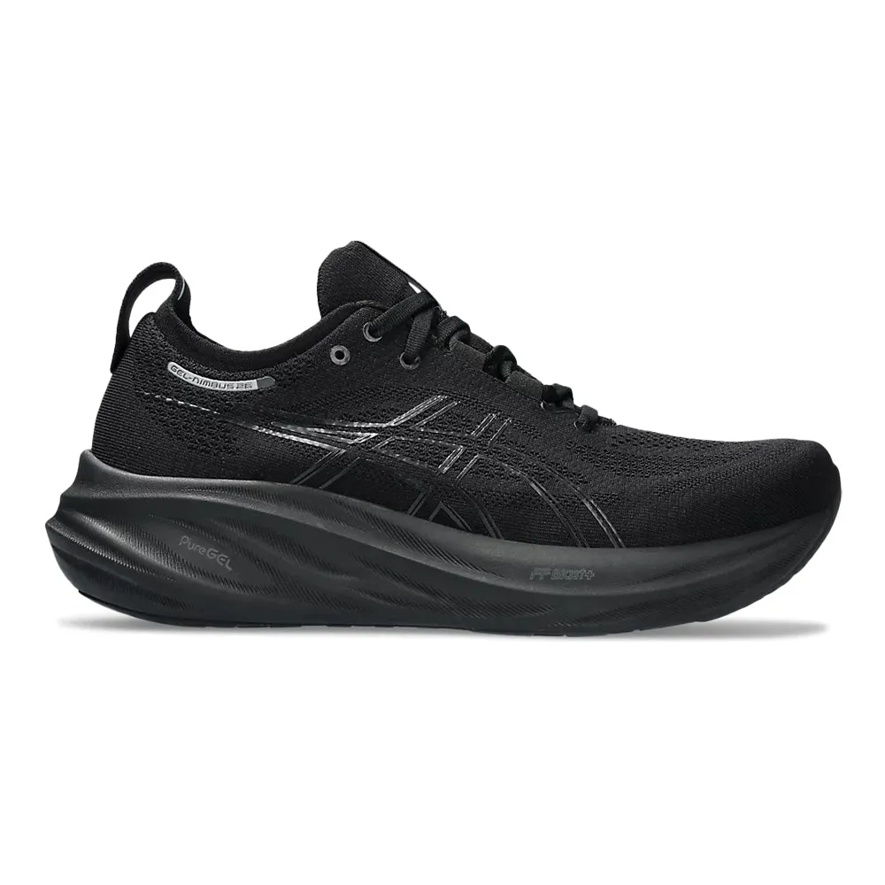 Women's Asics GEL-Nimbus 26, Black/Black, 8 D Wide