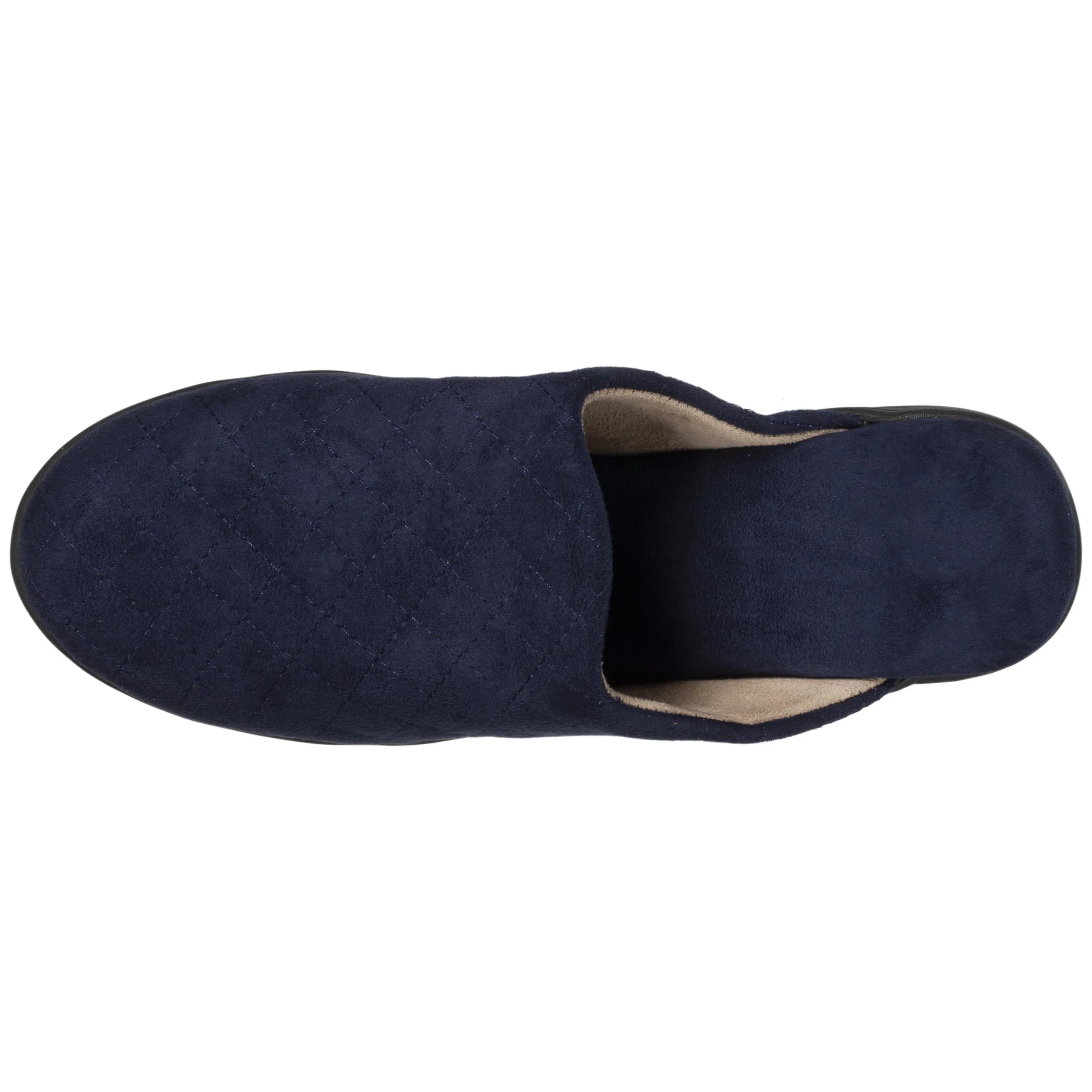 Women's navy quilted heeled mules