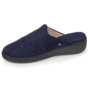 Women's navy quilted heeled mules