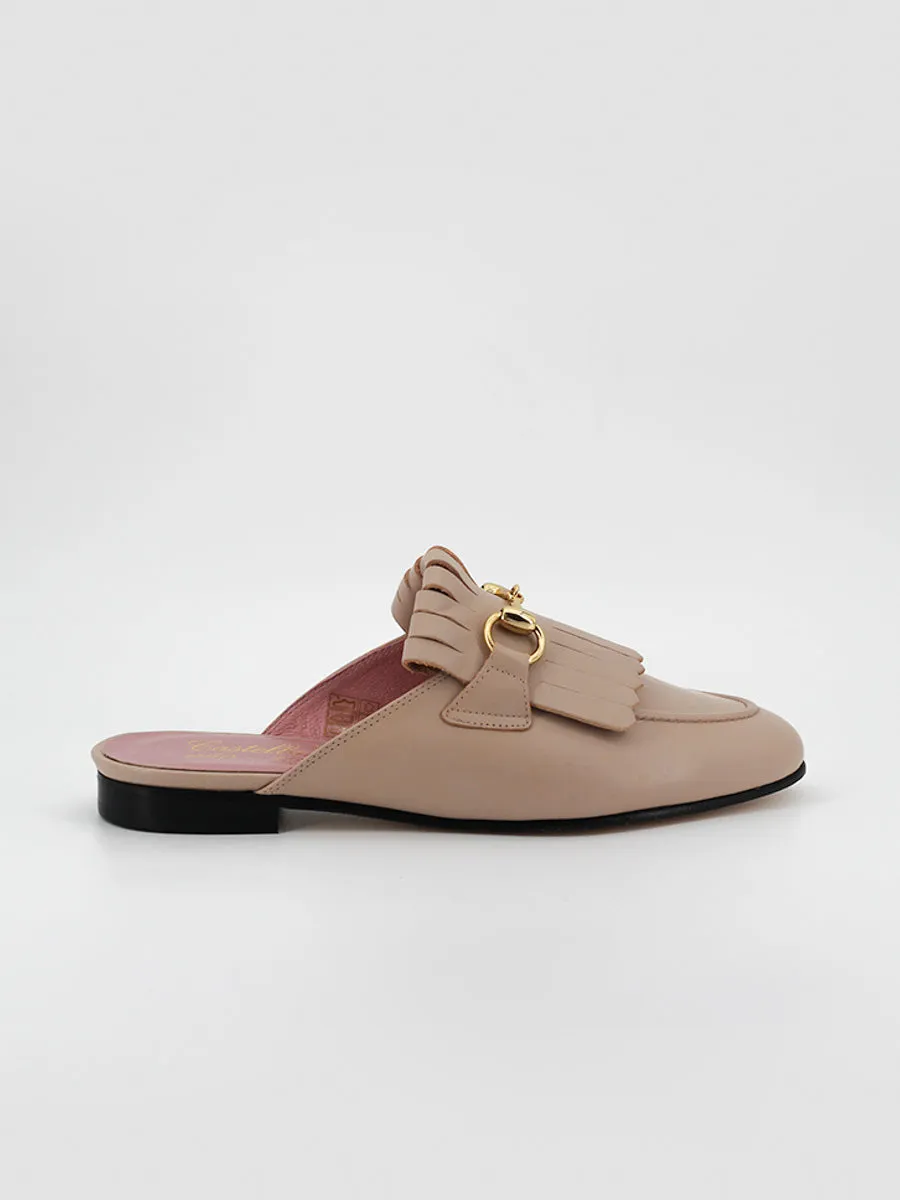 women's nude leather Casanova mules