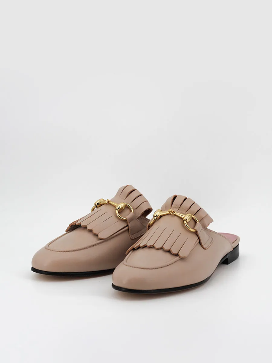 women's nude leather Casanova mules