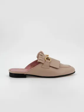 women's nude leather Casanova mules