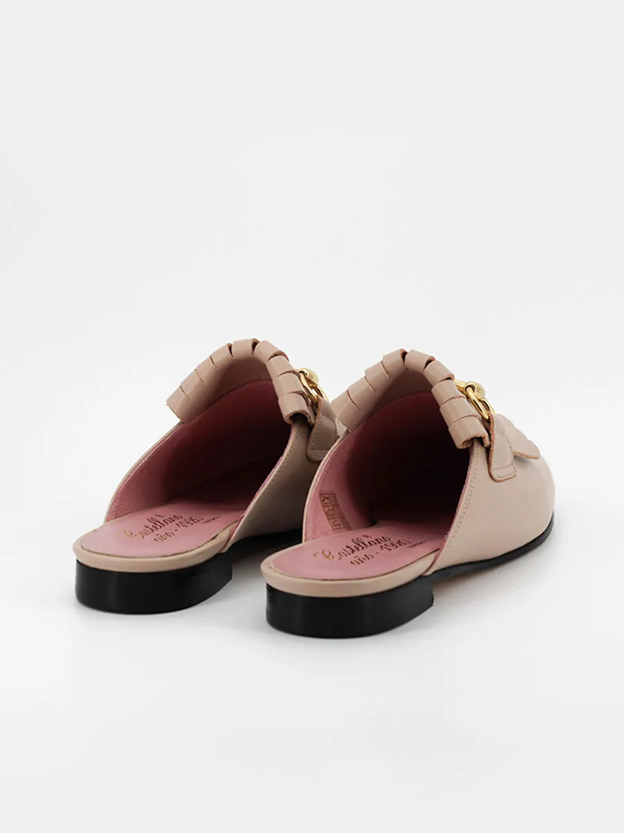 women's nude leather Casanova mules