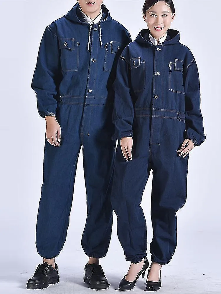 Worker Clothing Workwear Denim Jumpsuit Men Women Factory Uniforms Coveralls Long-sleeved