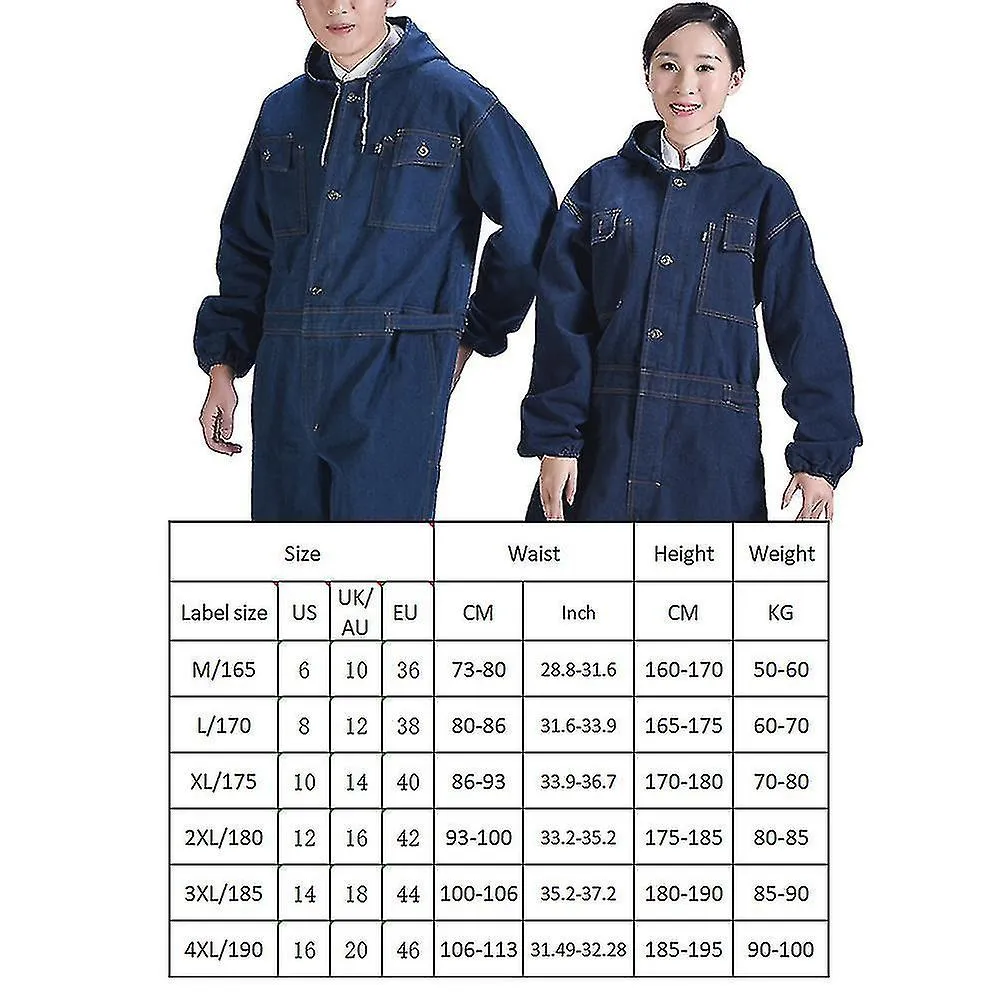 Worker Clothing Workwear Denim Jumpsuit Men Women Factory Uniforms Coveralls Long-sleeved